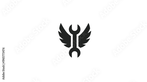 Vector icon of a stylized wrench with wings, symbolizing fast, efficient, and expert repair, service, and technical solutions.