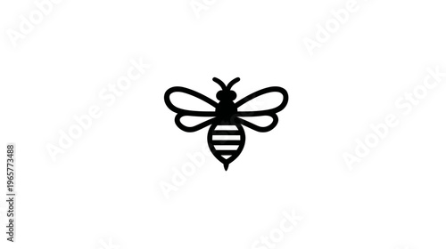 Simple black outline bee icon vector illustration. Minimalist honeybee graphic design element for nature, spring, and environmental concepts.