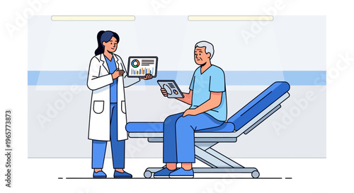 Physician Explaining Medical Data to Senior Patient