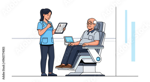 Physician Reviewing Medical Chart With Senior Patient