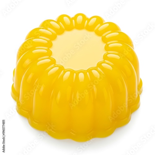Yellow Jelly Dessert on White Background
