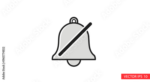 A vector illustration of a gray bell with a diagonal line through it