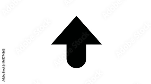 Black upward arrow symbol on a white background, indicating direction, upload, growth, or scroll up. Simple graphic element.