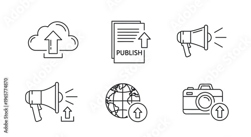 Black and white line icons set.