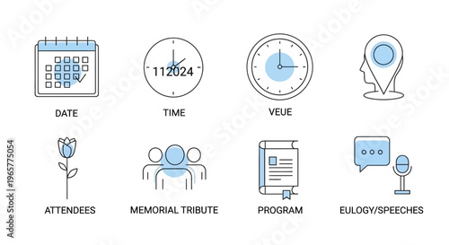 Eulogy and funeral service icons.
