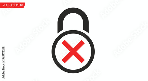 A security padlock with a red X symbol is locked tightly.