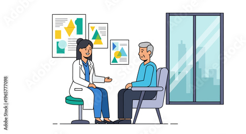 Doctor Consulting Elderly Patient in Clinic