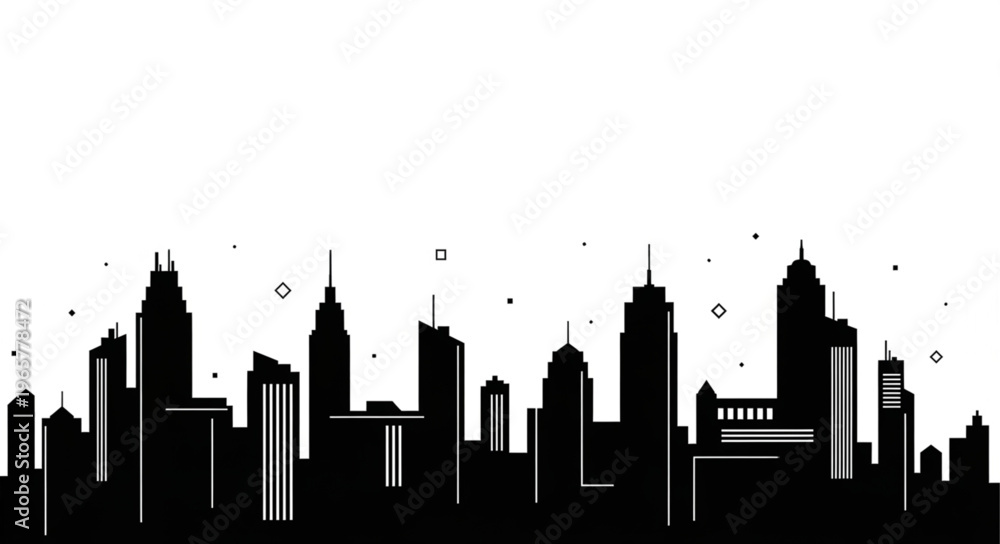 Fototapeta premium City Skyline Urban Landscape Silhouette.