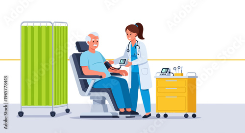 Doctor Examining Senior Man in Clinic