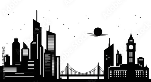 City Skyline with UFO.