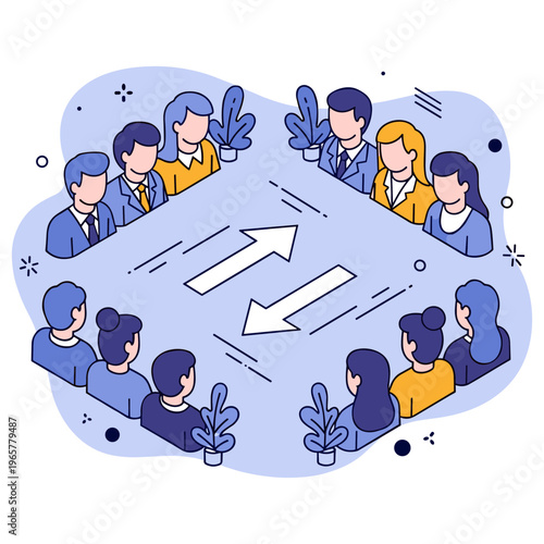 Team collaboration in business meeting with diverse participants