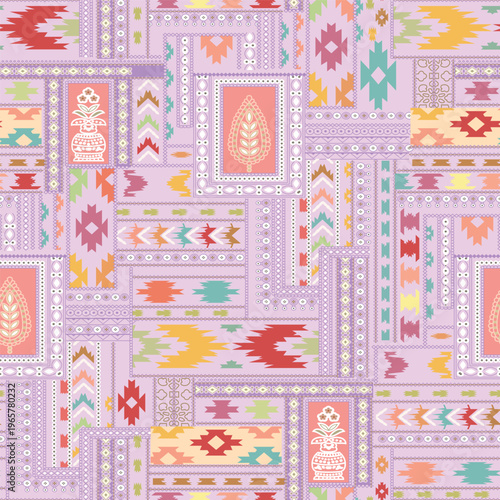 Abstract geometric seamless pattern. Aztec style pattern with triangle and line
