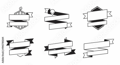Set of blank ribbon banners graphic elements for design
