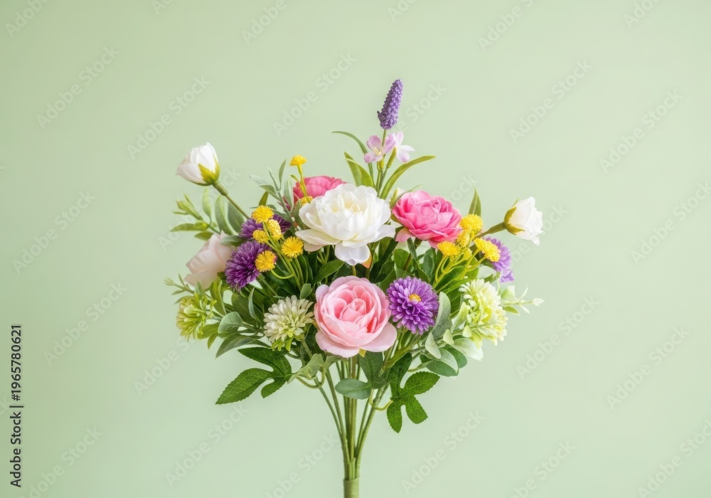 Fototapeta premium Colorful bouquet of fresh flowers in a simple vase arrangement