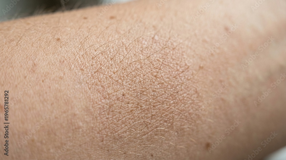 Fototapeta premium Close-up view of a hairy human arm with skin texture