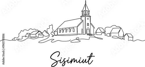 Sisimiut Greenland city skyline minimalist continuous line art vector illustration