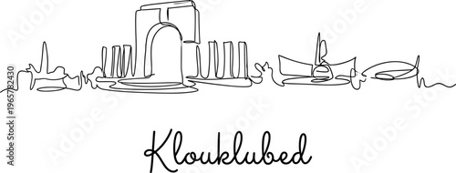 Klouklubed Palau city skyline silhouette minimalist single line drawing vector illustration