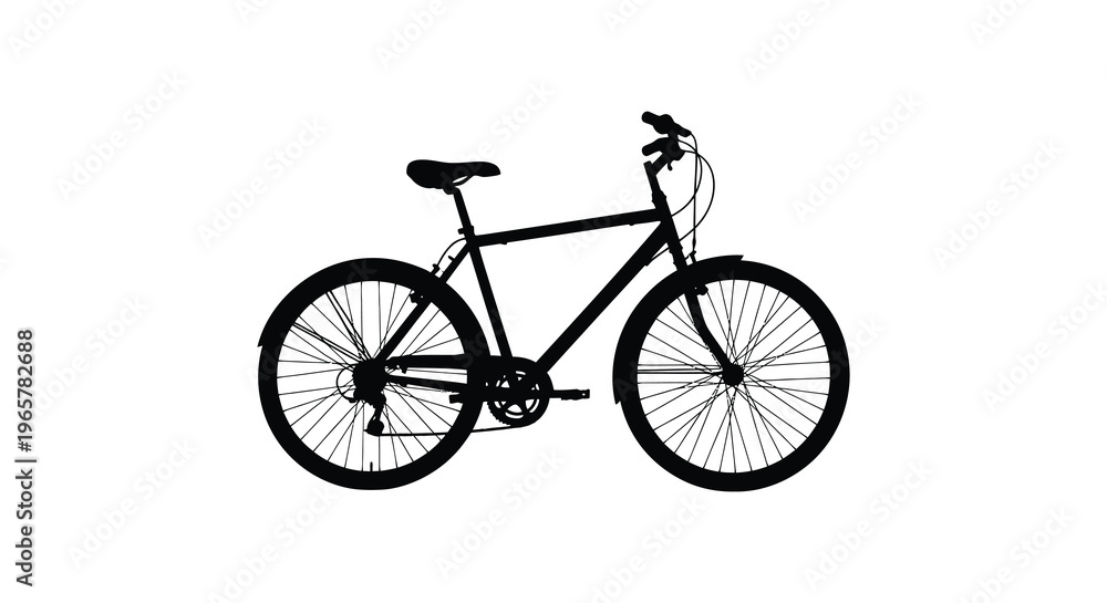 Fototapeta premium A black silhouette of a mountain bicycle against a white background