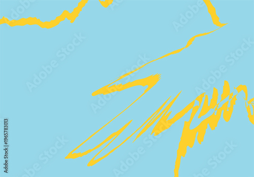 Abstract yellow chaotic lines on a clear blue background, energetic graphic illustration, abstract art, graphic design
