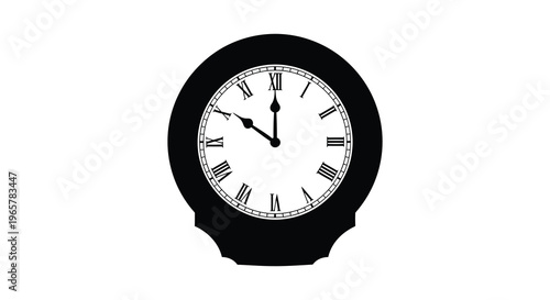 Classic clock face with roman numerals a striking black silhouette