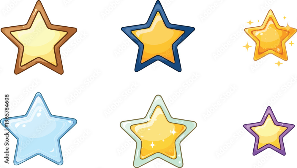 Obraz premium Colorful Sparkling Stars Collection in Bright and Soft Tones