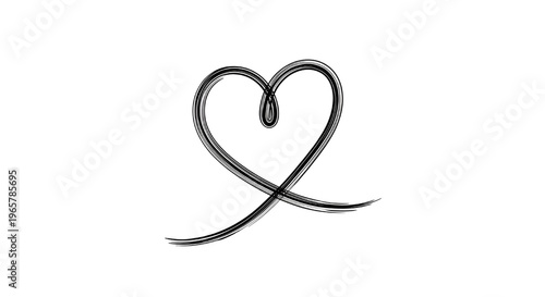 A minimalist heart design made of flowing lines on a white background