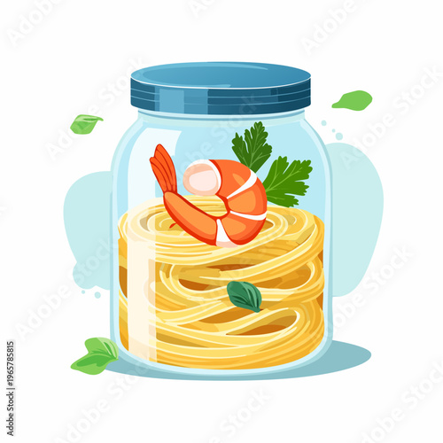 Meeresfrüchte-Pasta im Glas