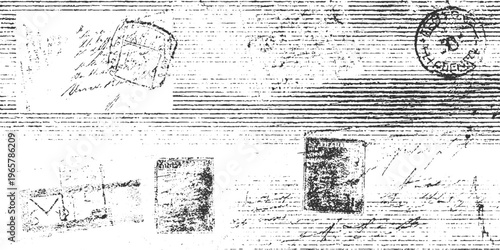 Vintage handwritten letters with wax seals and postage stamps on lined paper