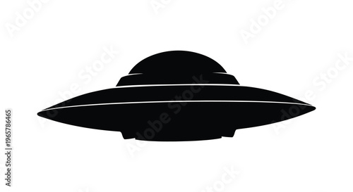 Classic flying saucer design depicted in a striking black silhouette