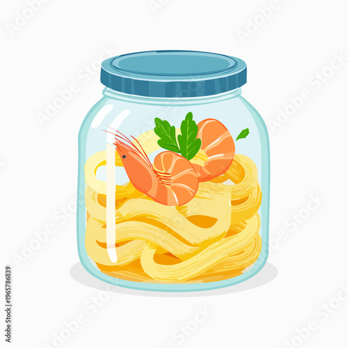 Meeresfrüchte-Pasta im Glas