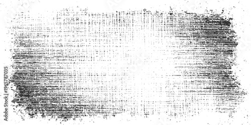 Black and white textured background with horizontal lines and speckles resembling distressed fabric or paper