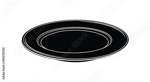 A simple black oval plate design a stark silhouette
