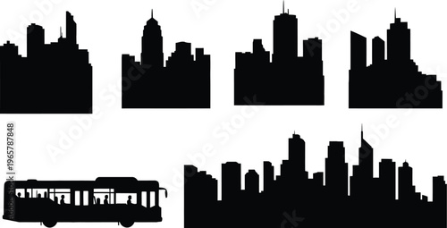 Collection of various aircraft silhouettes featuring fighter jets, biplanes, helicopters, and a modern delivery drone