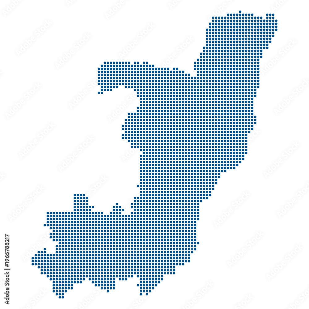 Obraz premium Republic of the Congo Dotted Vector Map Blue Tech Connectivity Style with Transparent Background for UI Web