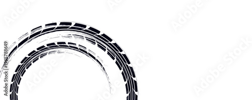 Tire track. Tyre mark of car  bike  motorcycle with grunge effect on white background.