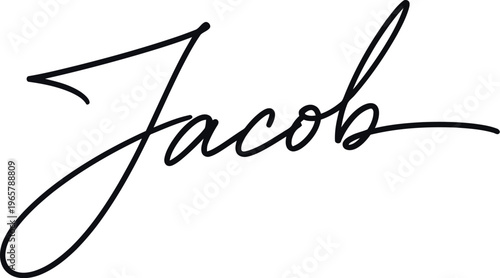 A stylish signature of the name Jacob in black cursive font on a white background