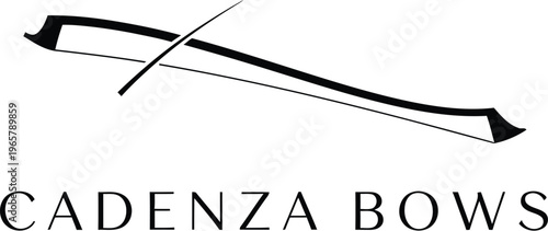 A logo for Cadenza Bows featuring a stylized bow and arrow design