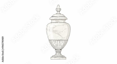 Marble urn with decorative lid and fluted base