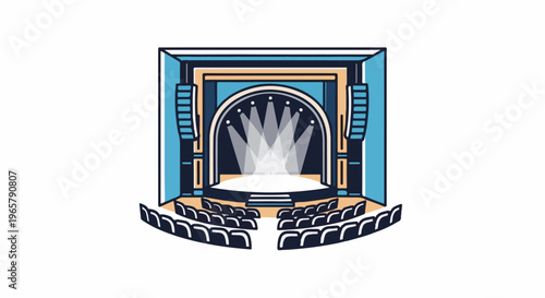 Illuminated stage with empty seats in a theater setting