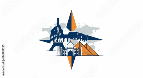 Famous landmarks from around the world arranged as a collage