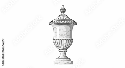 Elegant marble urn with intricate fluting, ornate lid, and detailed pedestal base