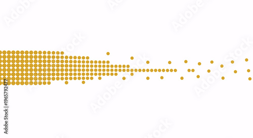 Abstract golden dots dissolving into a white background, representing data loss, digital decay, or fading information.