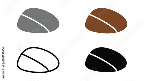Four stylized coffee beans with different color gradients and outlines