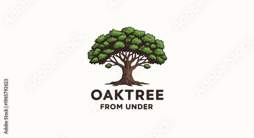Pixel art illustration of a majestic oak tree with a dense green canopy