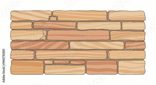 Cartoon-style depiction of a rough, light brown brick wall with textured stonework