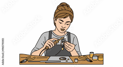 Artisan focused on crafting delicate jewelry with tools