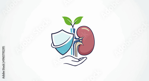 Gentle protection and growth for a healthy kidney organ symbol