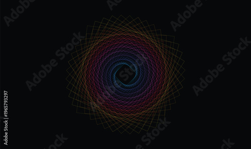 Colorful geometric spiral circle mandala vector for modern tech logo and branding element