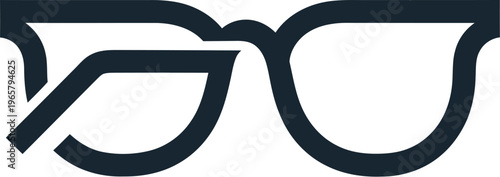 A minimalist logo of glasses on a clean white background