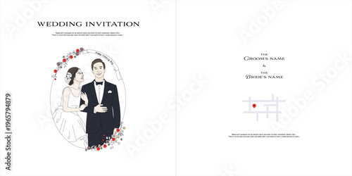 Wedding Invitation Card, newly married couple. 003
